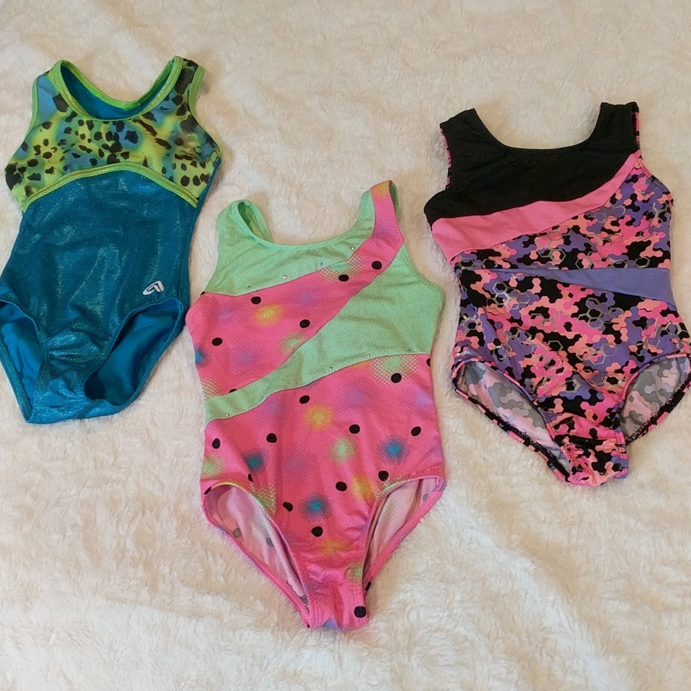 Lot of girls gymnastics leotards, 6/6x